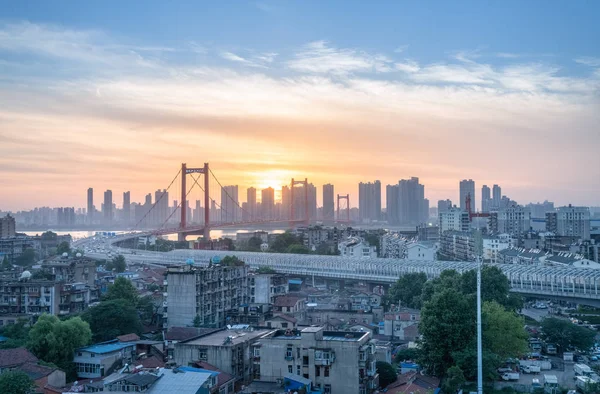 Wuhan jembatan Cityscape — Stok Foto