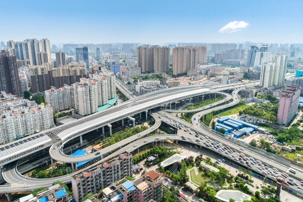 Beautiful wuhan city interchange overpass — Stock Photo, Image