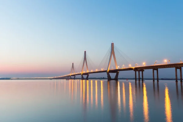 Three towers of cable-stayed bridge — Stock Photo, Image