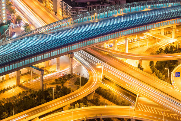 city interchange closeup at night