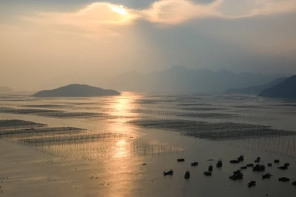 霞浦の夕日の風景を群れ — ストック写真