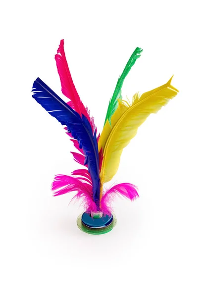 Feather shuttlecock isolated — Stock Photo, Image