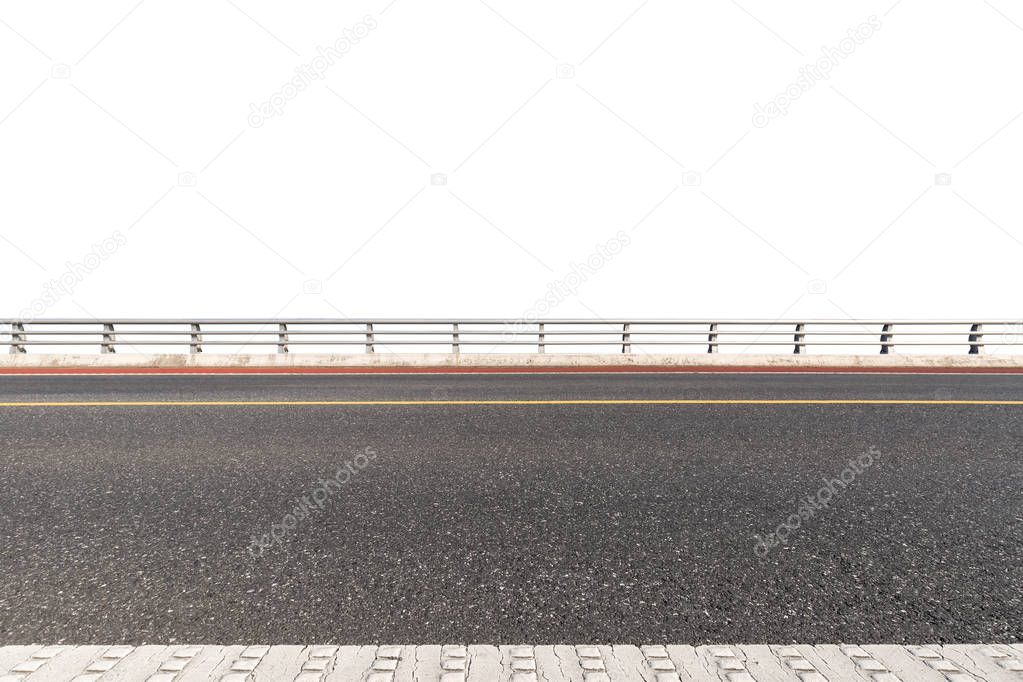 road with railings isolated on white
