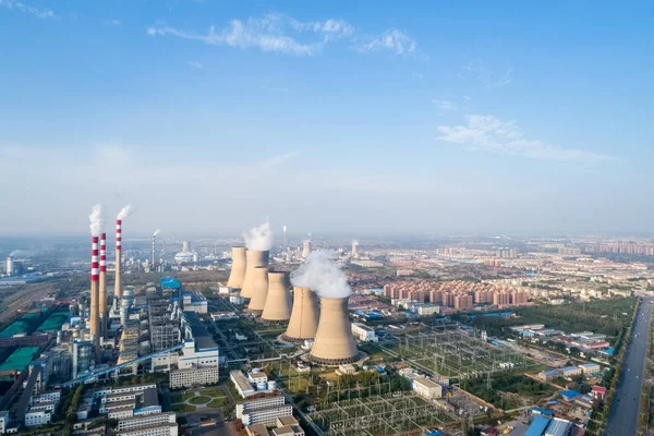 Vista aérea de la central térmica — Foto de Stock