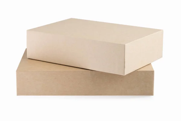 Izole iki kahverengi kağıt kutu — Stok fotoğraf