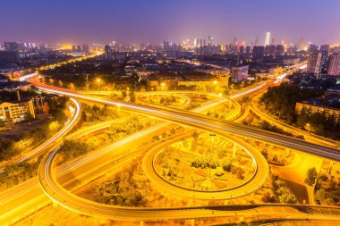 gece şehir Üstgeçit Tianjin