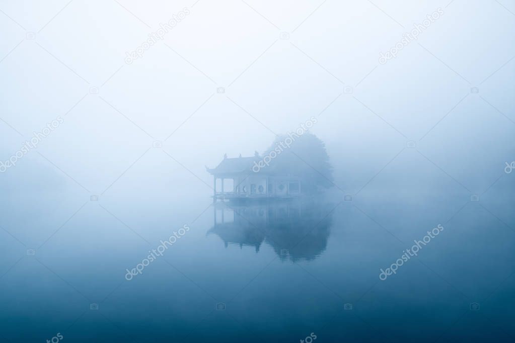 lake in fog