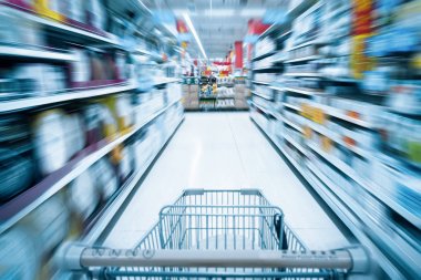 alışveriş sepeti ve süpermarket arka plan 