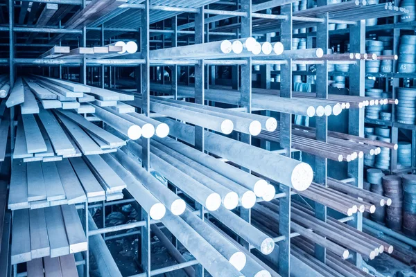 Steel materials on shelf closeup — Stock Photo, Image