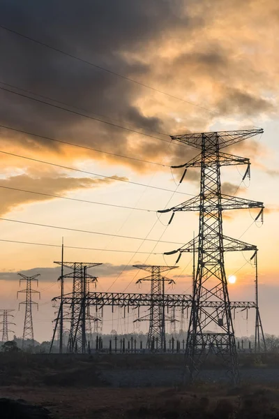 Power tower at dusk — Stock Photo, Image