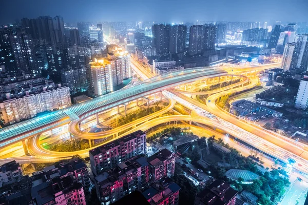 Výměnu město Wuhan v noci — Stock fotografie