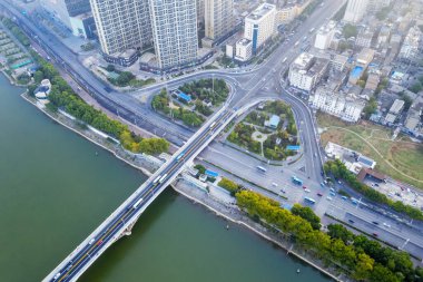 Changsha şehir manzarası, üstgeçit ve köprü, hunan bölgesi, Çin