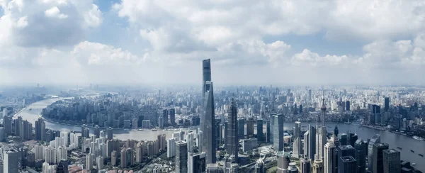 Vista Aerea Shanghai Paesaggio Urbano Lujiazui Centro Finanziario Panorama — Foto Stock