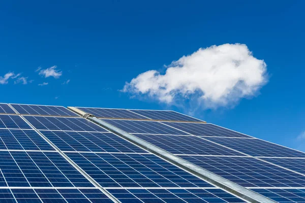 Solar Panels Blue Sky Clean Energy Technology Clipping Path — Stock Photo, Image