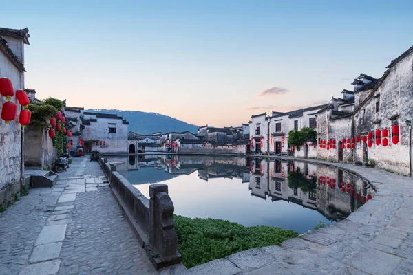 Villages Anciens Chinois Tôt Matin Étang Forme Lune Hongcun Ville — Photo