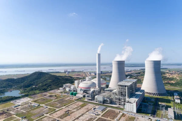 Moderna Planta Energía Cerca Del Río Yangtze Paisaje Industrial Condado — Foto de Stock