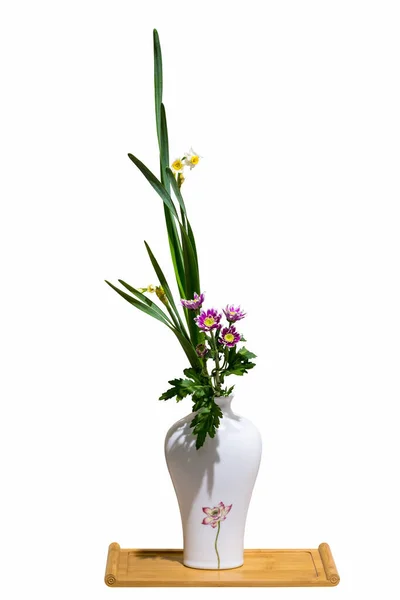 Orientalny Styl Ukå Kwiat Izolowany Biaå Ścieżkä Wycinania — Zdjęcie stockowe