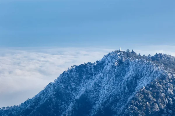 Paysages Lushan Début Hiver Pagode Blanche Mer Nuages — Photo