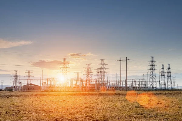 Transformer Substation Prairie Sunset — Stock Photo, Image