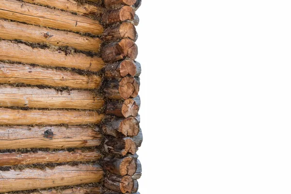 Log Cabin Wall Isolated White Clipping Path — Stock Photo, Image