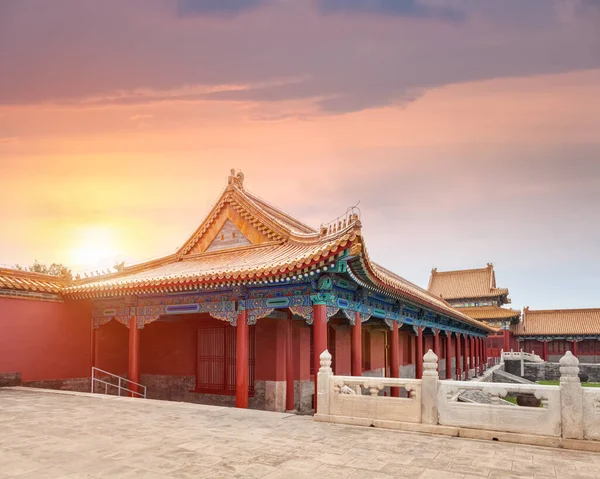 Piękna Architektura Pałacu Zmierzchu Pekin Zabronione Miasto — Zdjęcie stockowe