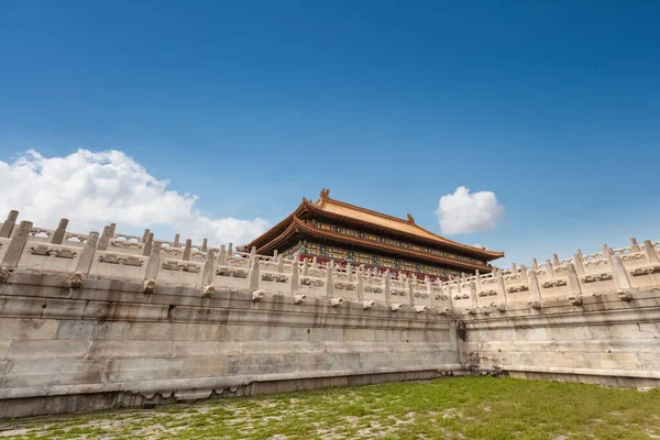 Zakazane Miasto Przeciwko Błękitne Niebo Najwyższy Harmonia Hall Krajobraz Pekin — Zdjęcie stockowe