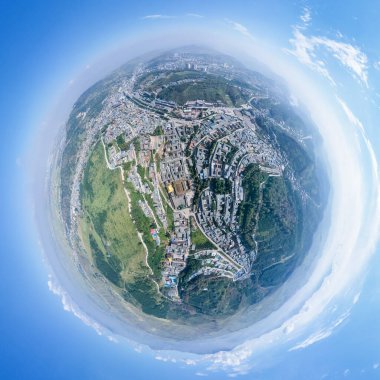 Kumbum Manastırı 'nın küresel manzarası, Qinghai Eyaleti, Çin' de taer lamaserisi. 