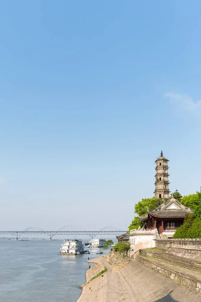 Ancient Tower Yangtze River Jiujiang Landscape Jiangxi Province China — Stock Photo, Image
