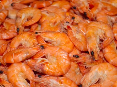 Haşlanmış deniz karidesleri yemek için hazırlanıyor.