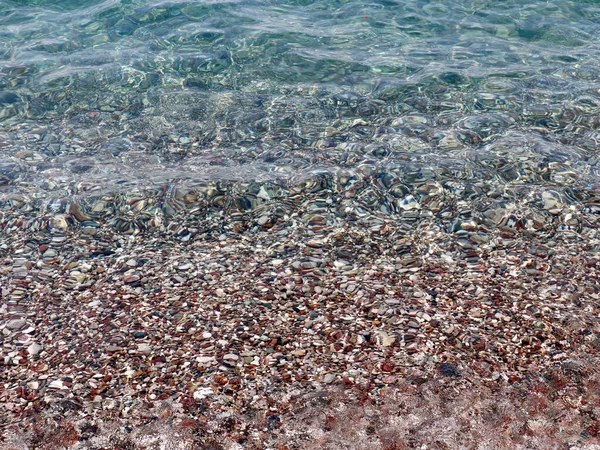 Eau Mer Claire Couvre Plage Galets Méditerranée — Photo