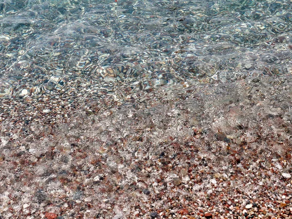 Eau Mer Claire Couvre Plage Galets Méditerranée — Photo