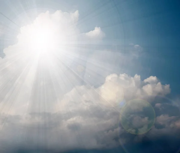 Sun Rays Cloudy Summer Sky — Stock Photo, Image