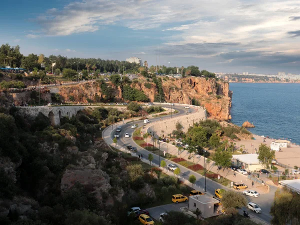 road along the Mediterranean coast in the city of Antalya Turkey