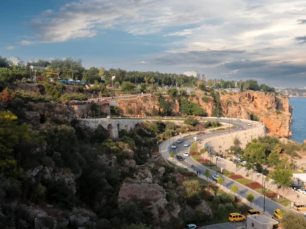 road along the Mediterranean coast in the city of Antalya Turkey