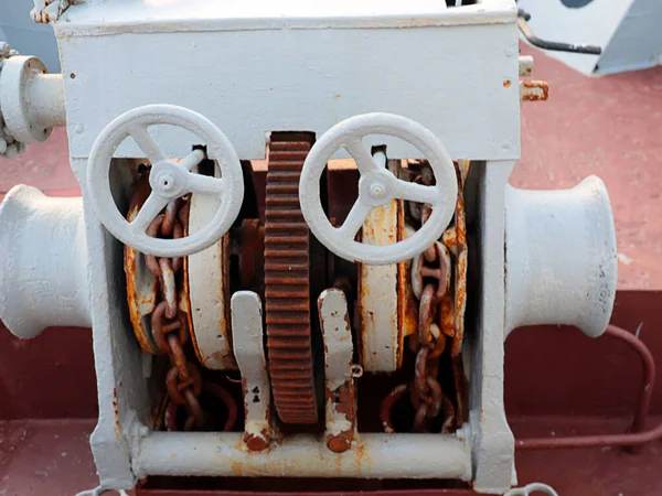 Ship Chain Pulley Device Parking Ship Roadstead — Stock Photo, Image