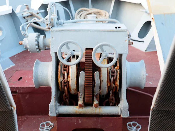 Ship Chain Pulley Device Parking Ship Roadstead — 图库照片