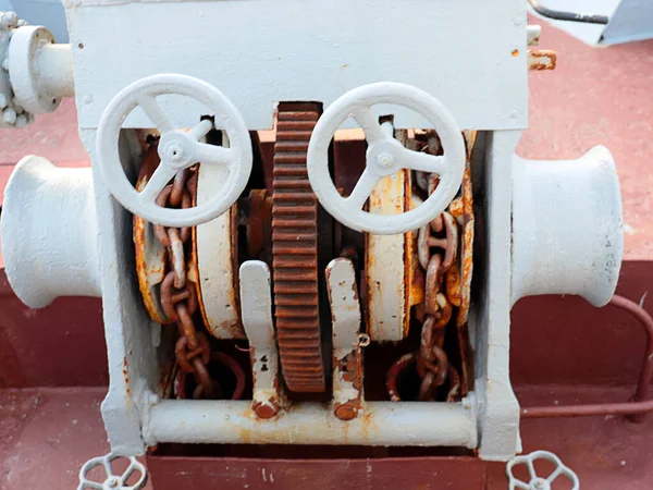 Ship Chain Pulley Device Parking Ship Roadstead — Stock Photo, Image