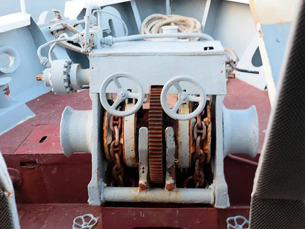 Ship Chain Pulley Device Parking Ship Roadstead — Stock Photo, Image