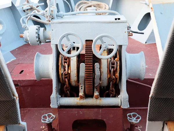 Ship Chain Pulley Device Parking Ship Roadstead — Stock Photo, Image