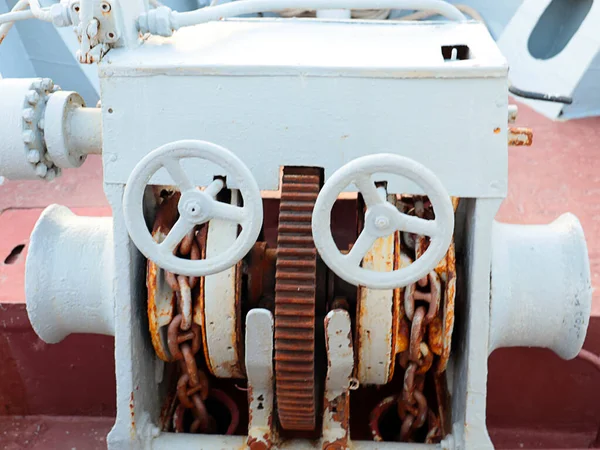 Ship Chain Pulley Device Parking Ship Roadstead — Stock Photo, Image