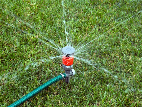 Rasenbewässerung Mit Einem Kunststoff Wassersprüher — Stockfoto