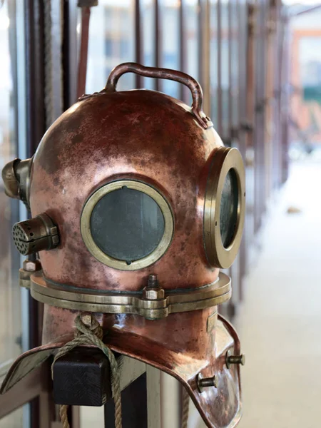 Copper Helmet Deep Sea Suit Production Dives Water — Stock Photo, Image