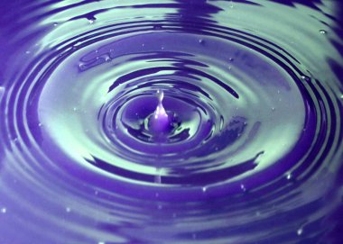 Bir damla suya çarptıktan sonra sıvı yüzeyde garip bir desen var.