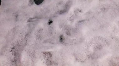 Deniz yüzeyinde köpük var.