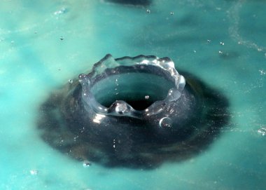 Suyun yüzeyine düşerken bir sıvı damlası oluşturur