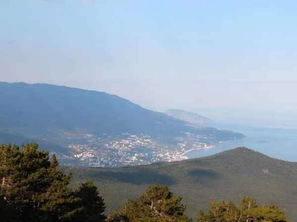 Vista Serra Para Cidade Yalta República Crimeia — Fotografia de Stock