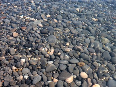 Deniz çakıl taşlarının büyük yuvarlak taşları.