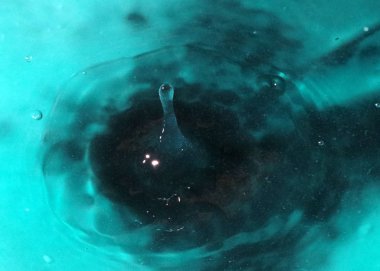 Bir sıvı damlası suyun yüzeyine düşer.