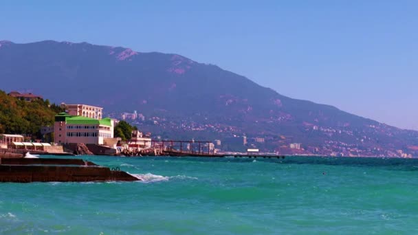 Spazio Costiero Edifici Sulle Colline Yalta Repubblica Del Crimea — Video Stock