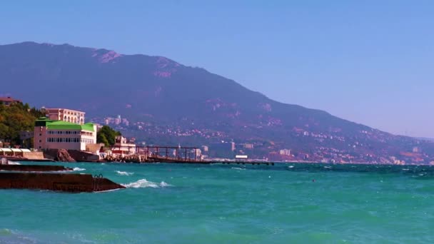 Coastal Space Buildings Hills Yalta Republic Crimea — Stock Video